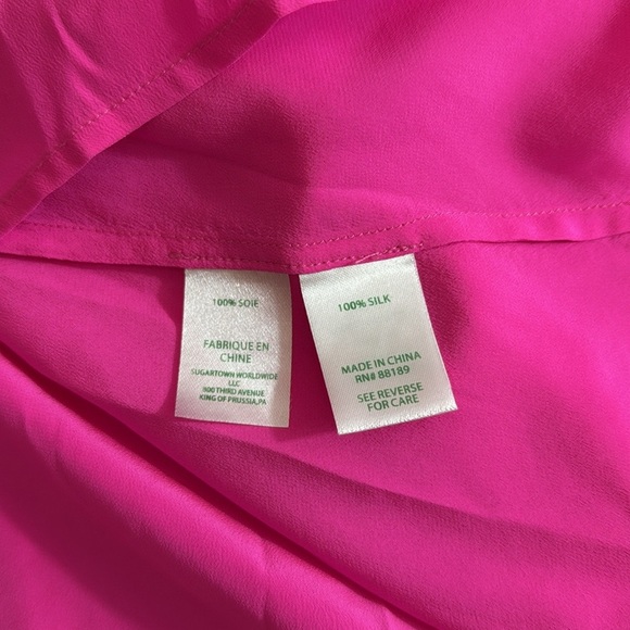 Lilly Pulitzer 100% Silk Pink Long Sleeve Buttoned Blouse Size XS - Picture 6 of 8